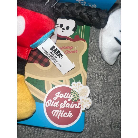 BARK Mickey Mouse Holiday Christmas Jolly old Saint Mickey Dog  squeak Toy  NEW - Picture 6 of 7